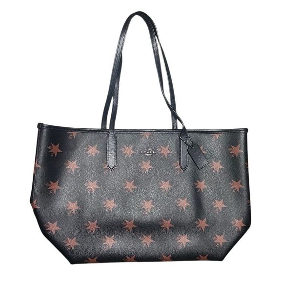Coach Black City Star Canyon Tote Bag Shoulder Bag Leather Large - Picture 1 of 14